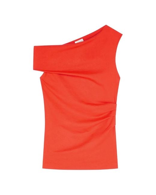 Dries Van Noten Red Off-Shoulder Jersey Top