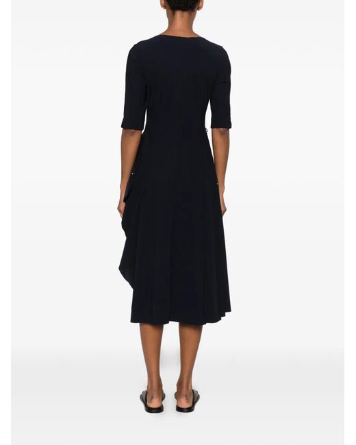 High Black Crew-Neck Midi Dress