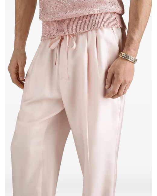 Dolce & Gabbana Pink Silk Twill Jogging Trousers for men
