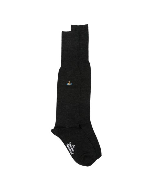 Vivienne Westwood Black Orb-Embroidered Socks