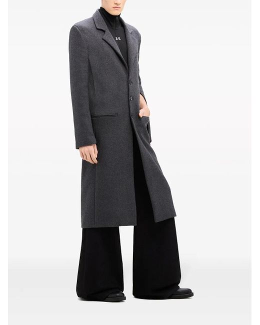 Courreges Black Notched-Lapels Single-Breasted Coat for men