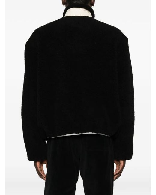 Rhude Black Logo-Patch Fleece Jacket for men
