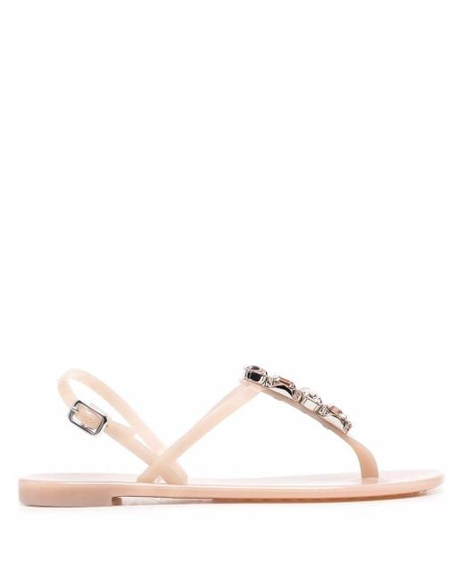 Casadei Multicolor Crystal-Embellished Jelly Sandals
