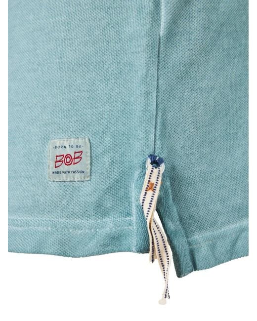 Bob Blue Embroidered Denim-Patch Polo Shirt for men