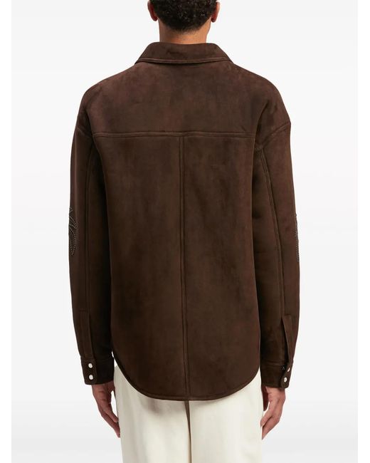 Palm Angels Brown Palms Studded Leather Shirt for men
