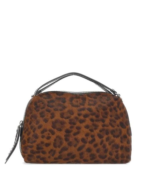 Gianni Chiarini Brown Medium Alifa Leopard-Print Tote Bag
