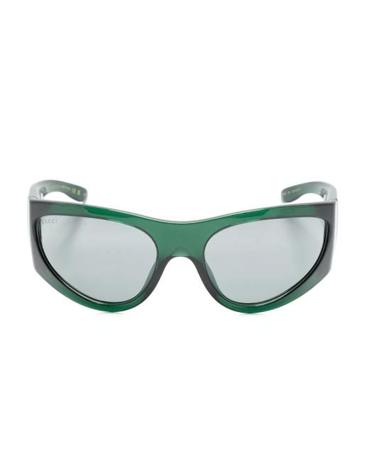 Gucci Green Wraparound-Frame Translucent Sunglasses