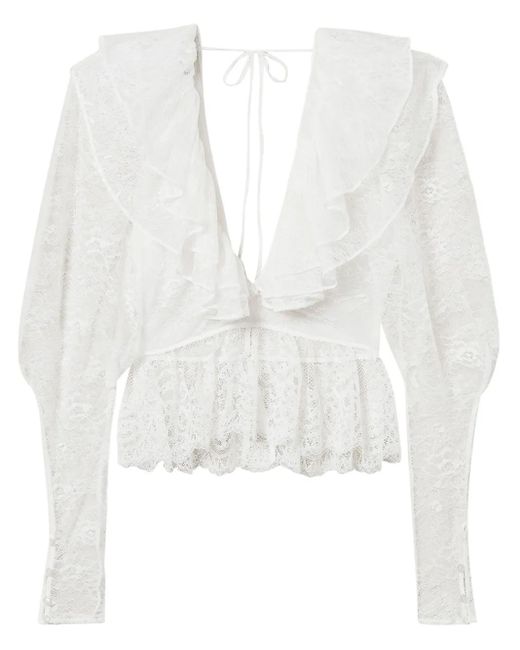 Twinset White Blouse À Design Tressé