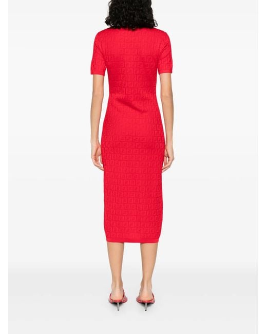 Fendi Red Ff Cotton And Viscose Dress