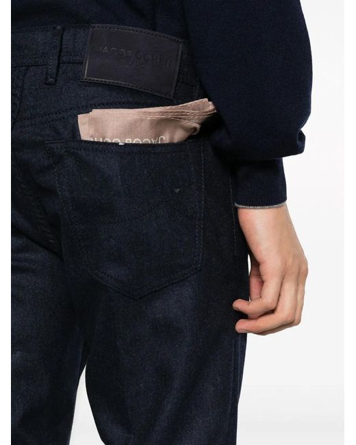 Jacob Cohen Blue Bard Slim-Cut Flannel Trousers for men