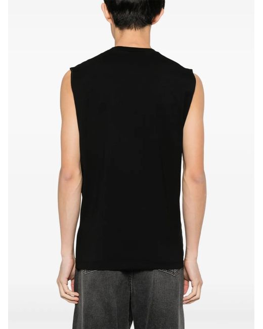 DSquared² Black Rhinestone-Logo Cotton Top for men