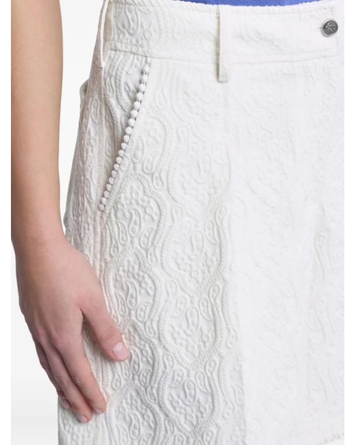 Etro White Paisley-Jacquard Bermuda Shorts