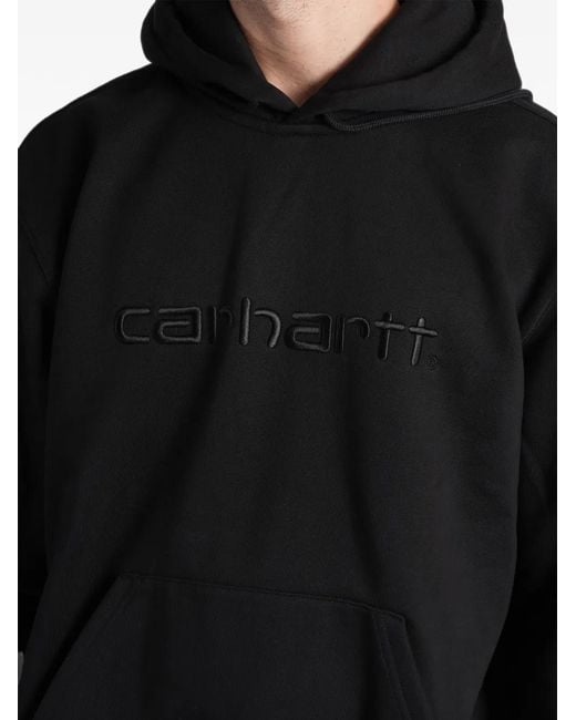 Carhartt Black Logo-Embroidered Hoodie for men