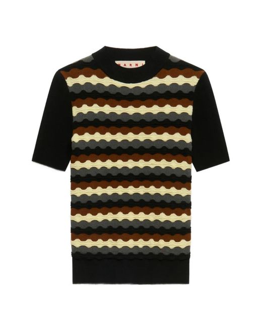 Marni Black Wool Jumper With 3D Wave