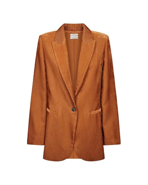 Forte_forte Brown Ribbed-Knit Blazer Jacket