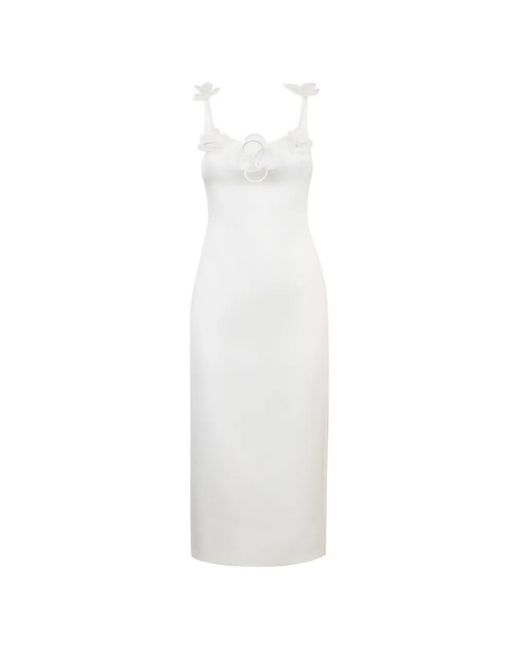 David Koma White Flower-Embellishment Midi Dress