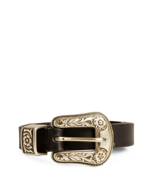 Golden Goose Deluxe Brand Black Engraved Leather Belt