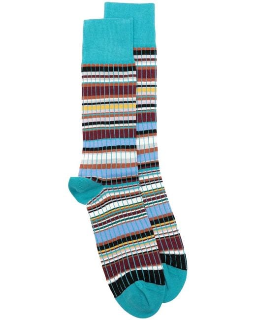 Paul Smith Blue Signature Ribbed Socks for men
