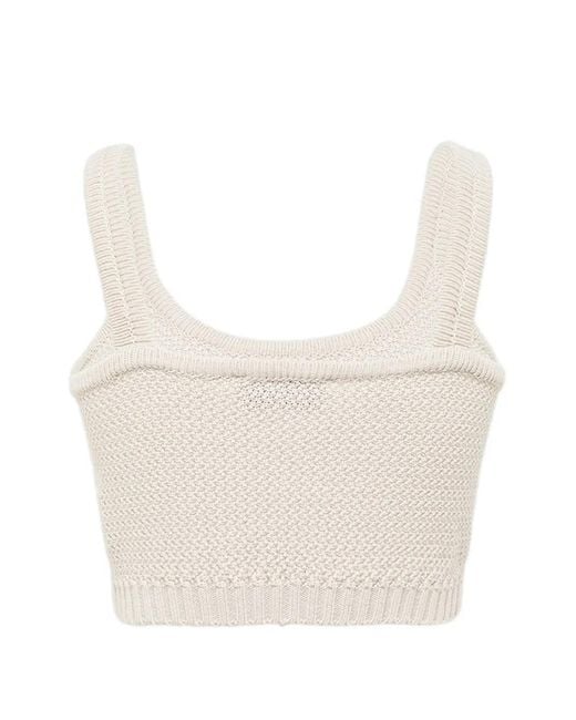 Laneus White Knitted Top