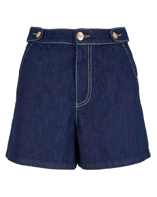 Short en jean à coutures contrastantes Emporio Armani en coloris Blue