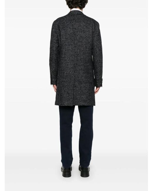 Tagliatore Black Single-Breasted Coat for men