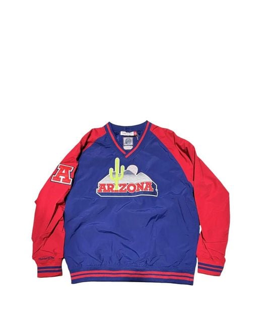 Mitchell & Ness Blue Ncaa Arizona Wildcats Logo-Patch Sweatshirt for men