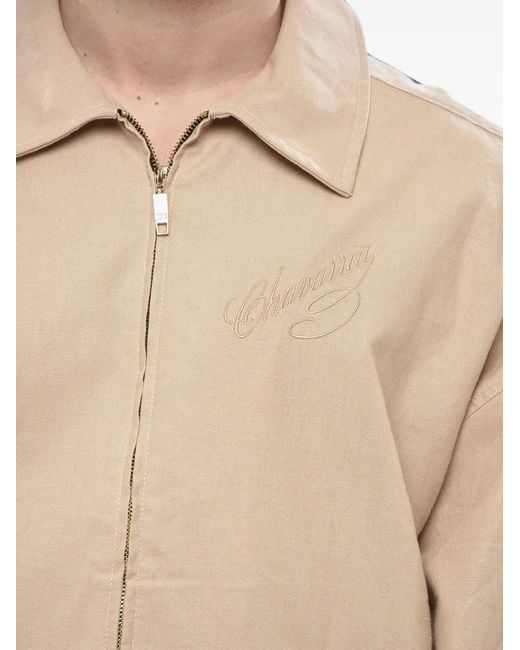 Willy Chavarria Natural Kendrick Logo-Embroidered Bomber Jacket for men