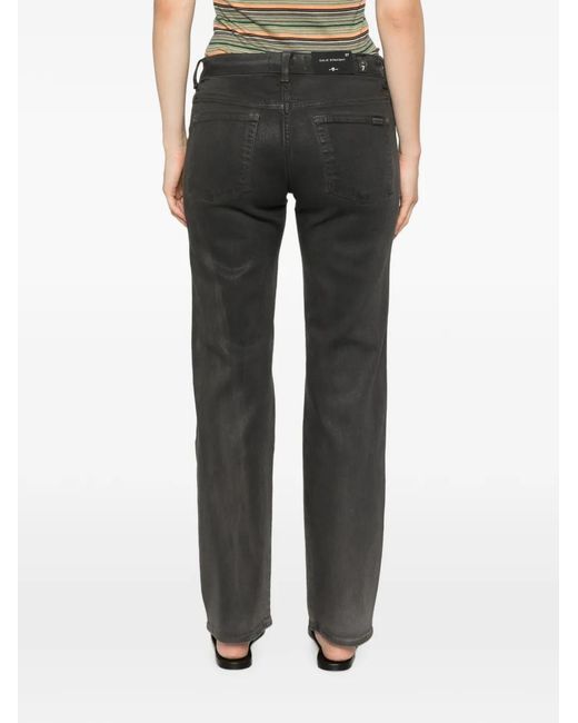 7 For All Mankind Gray Calie Logo-Patch Straight Jeans
