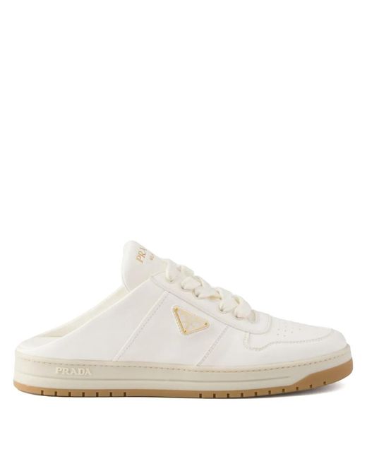 Prada White Mules Aus Leder