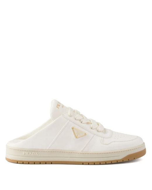 Prada White Nappa Leather Sneaker Mules