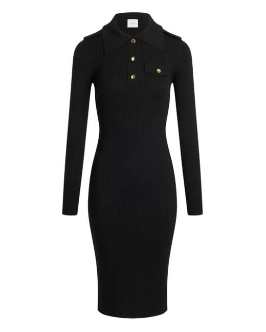 Patou Black Geripptes Midikleid