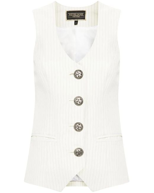 MITILIANE COUTURE White Pinstriped Vest