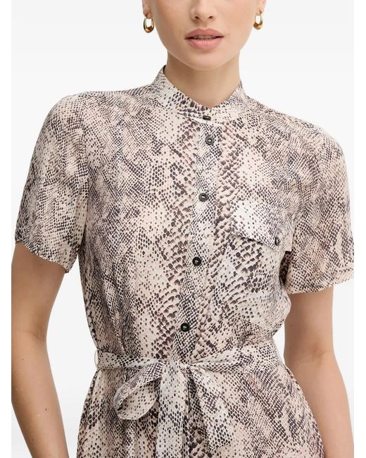 MARC AUREL Natural Buttoned Belted Mini Dress