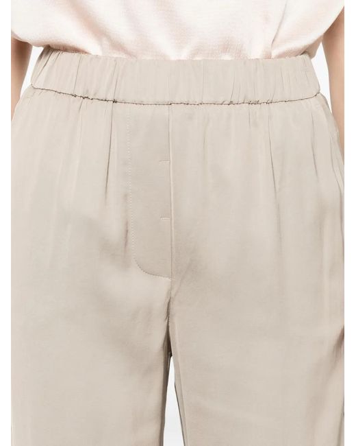 Peserico White Elasticated-Waistband Turned-Up-Cuff Trousers