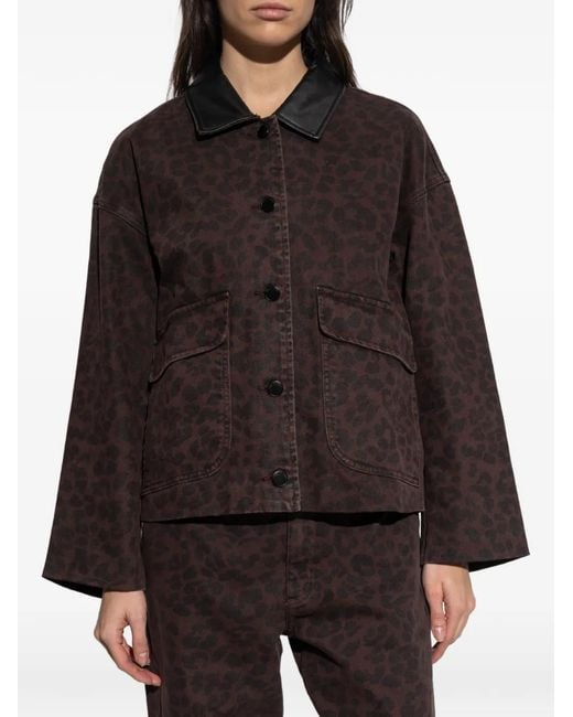 Rag & Bone Black Leopard-Print Collar Jacket
