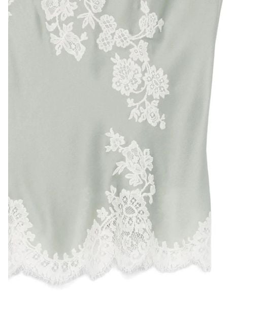 Carine Gilson White V-Neck Lace-Detail Slip