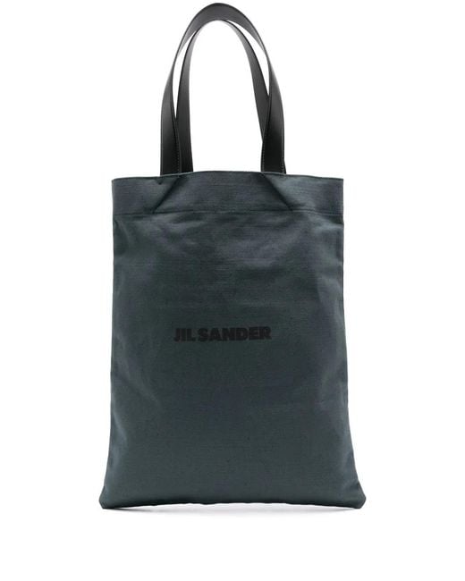 Jil Sander Black Logo-Print Canvas Tote Bag
