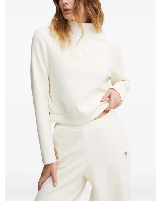 Guess White Logo Appliqué Sweatshirt