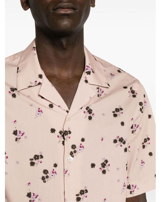 Paul Smith Pink Floral-print Short-sleeve Shirt for men