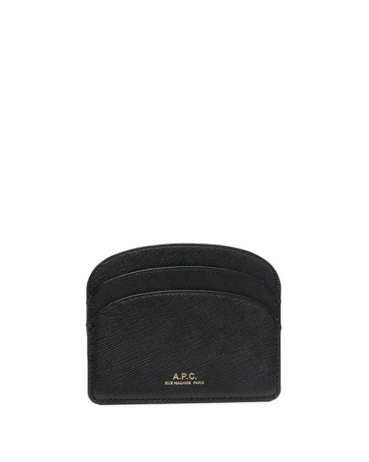 A.P.C. Black Demi Lune Hammered Leather Cardholder