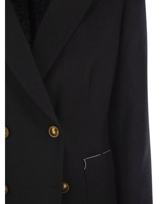 SAULINA Black Assunta Double-Breasted Button Jacket