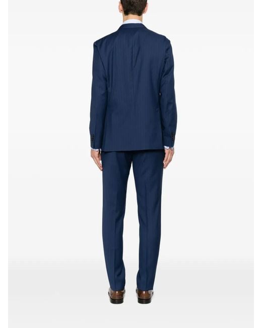 Boglioli Blue Pinstripe-Pattern Buttoned Suit for men