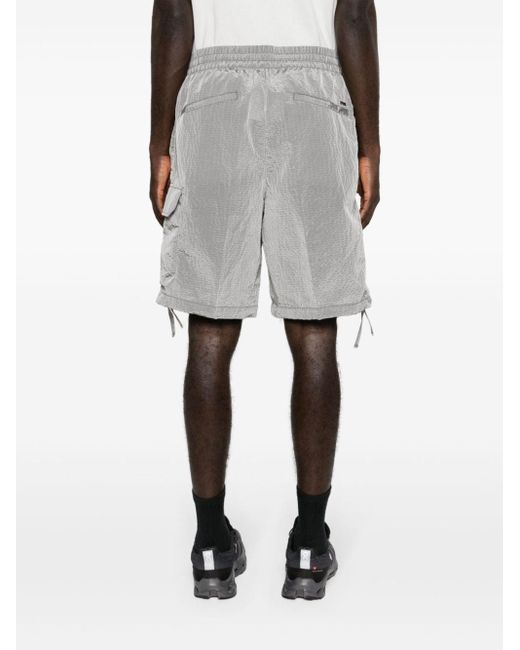 Emporio Armani Gray Seersucker Lightweight Cargo Shorts for men
