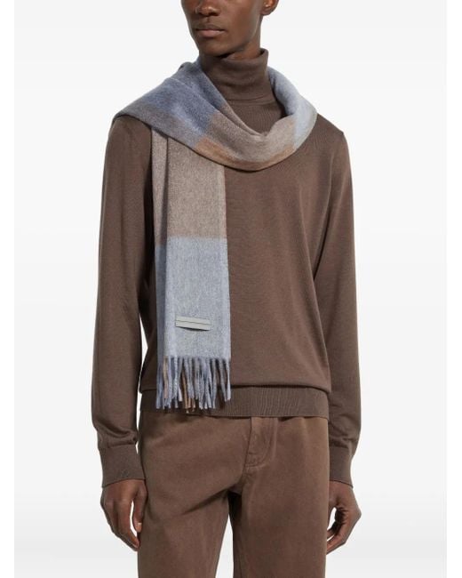 Zegna Gray Cashmere Scarf for men