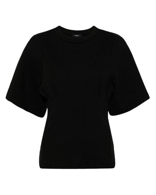 Goen.J Black Ruched-detailing Cotton T-shirt