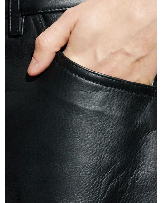 Jil Sander Black Leather Pack-Pocket Trousers for men