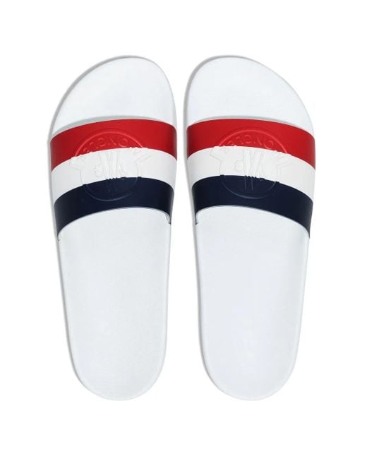 Moncler White Rubber Slides 'Basile' for men