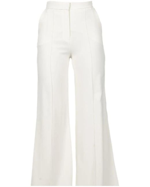 Elie Saab White Cady-Texture Trousers
