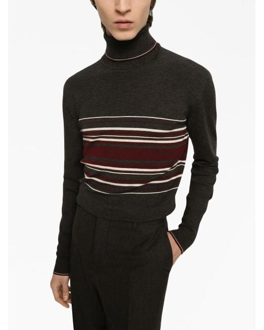 Dolce & Gabbana Gestreifter Rollkragenpullover in Black für Herren