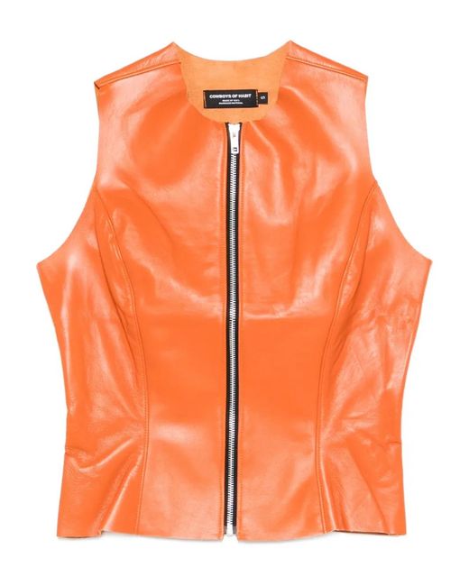 COWBOYS OF HABIT Orange Zip Texas Vest